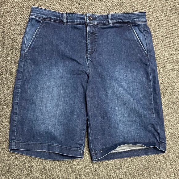 NYDJ Pants - NYDJ Dark Blue Jean Shorts Bermuda length tummy control size 12 denim lift tuck